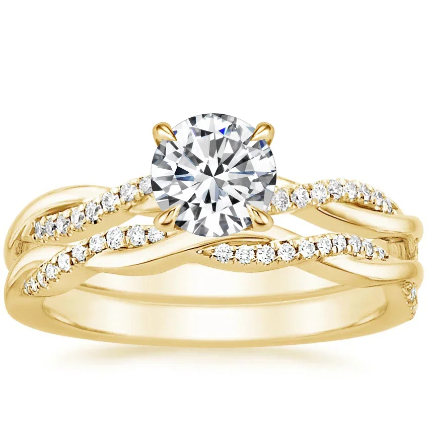 Trumium Luxury Bridal Set Engagement Ring Infinity 18k Gold Plated Cz Rose Copper rings for Women Wedding Bands