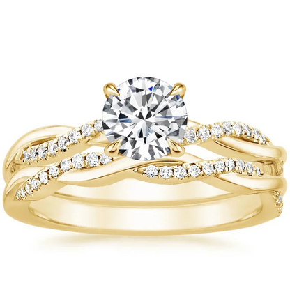 Trumium Luxury Bridal Set Engagement Ring Infinity 18k Gold Plated Cz Rose Copper rings for Women Wedding Bands