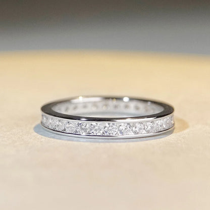 18K white gold versatile and layered tail ring gift for your girlfriend, daily moissanite diamond white gold Pt950 high jewelry