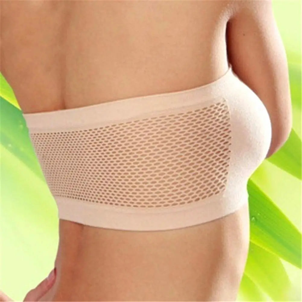 2026 Bandeau Bra for Women Girls Mesh Back Non Padded Strapless Bralette Seamless Soft Tube Top Bra Pressure Relief Bras 95