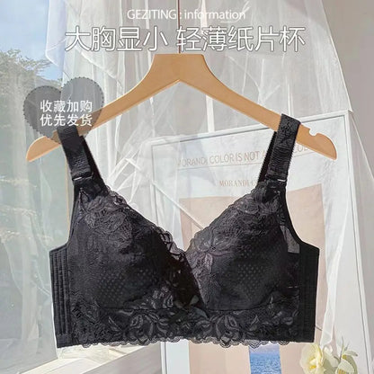 Plus-size Lingerie, Ultra-thin Lace Full-cup Adjustable Bra Without Underwire, Large Bust
