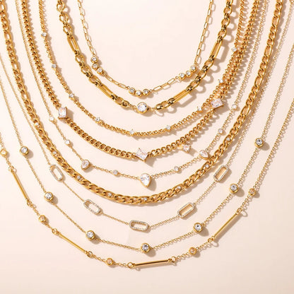 Youthway Delicate Cubic Zirconia Chain Necklace For Women Minimalist 18K Gold Plated Stainless Steel Necklace Fashion Jewelry
