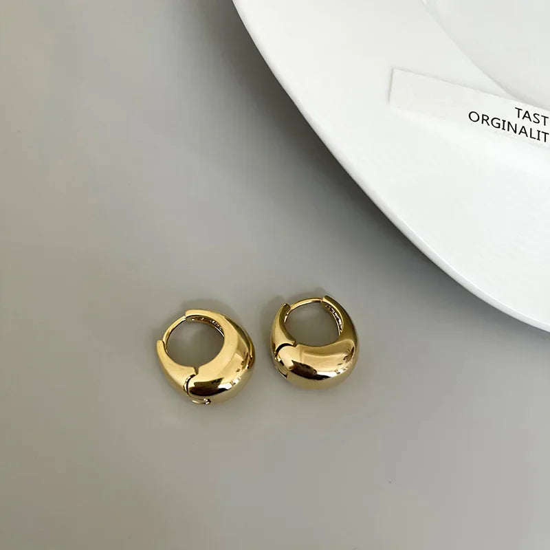 Gold SIlver Color Knot Hoop Earring For Women Shiny Plating Trendy Earring Stud Cute Daily Wear Jewelry