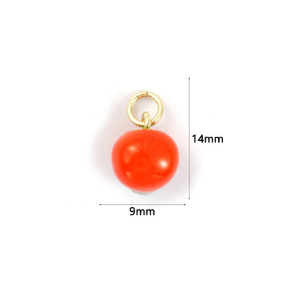 2pcs 3d Fruit Brass Charm 18k Gold Plated Enamel Lemon Pear Persimmon Tangerine Pendant Diy Findings For Jewelry Necklace Making