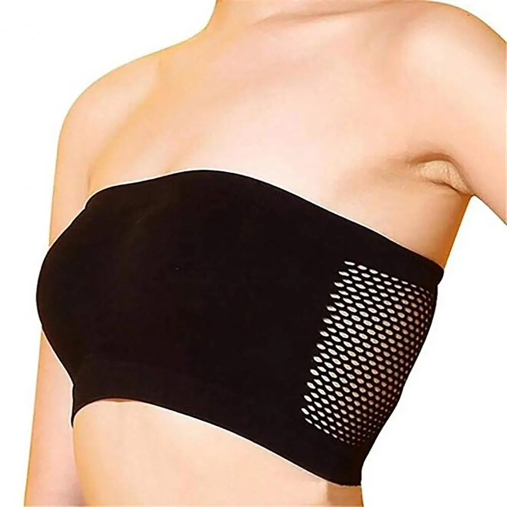 2026 Bandeau Bra for Women Girls Mesh Back Non Padded Strapless Bralette Seamless Soft Tube Top Bra Pressure Relief Bras 95