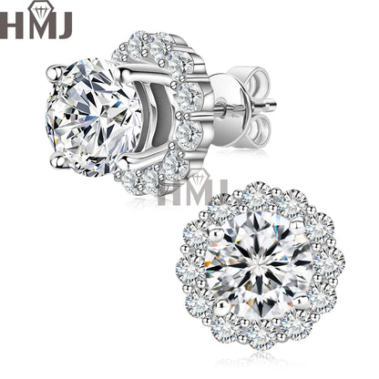 Moissanite Stud Earrings 1.0ct D Color Blue Green Black Champagne 925 Silver Plated White 18K  Gold jewelry for woman