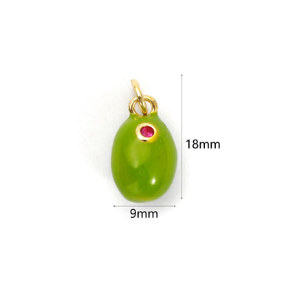 2pcs 3d Fruit Brass Charm 18k Gold Plated Enamel Lemon Pear Persimmon Tangerine Pendant Diy Findings For Jewelry Necklace Making