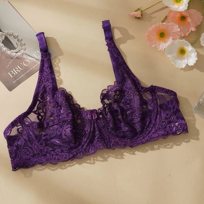 Plus Size Thin Lace Push Up Bras 8 Colors 34-40 B/C Cup Hollow Out Bra Women Soft Breathable Lingerie