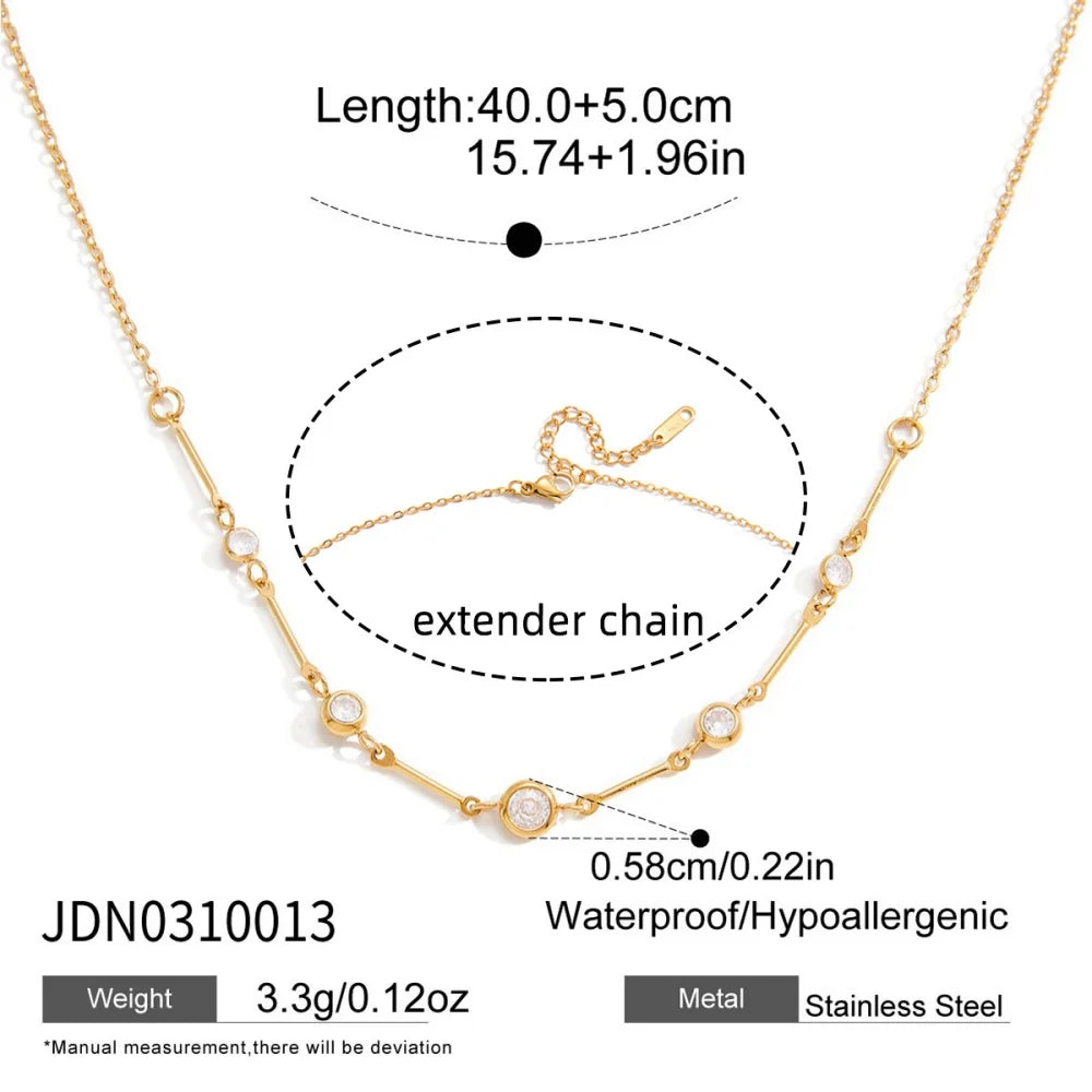 Youthway Delicate Cubic Zirconia Chain Necklace For Women Minimalist 18K Gold Plated Stainless Steel Necklace Fashion Jewelry