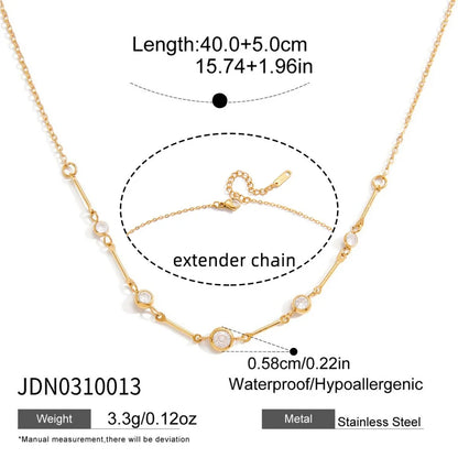 Youthway Delicate Cubic Zirconia Chain Necklace For Women Minimalist 18K Gold Plated Stainless Steel Necklace Fashion Jewelry