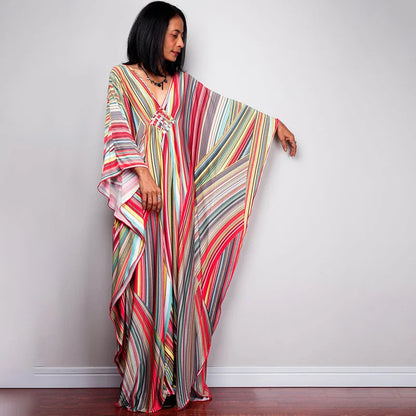 Plus Size Dresses Womens Caftan Floral Print Kaftan Dress Short Sleeve Swimsuit Cover up Loungewear for Summer