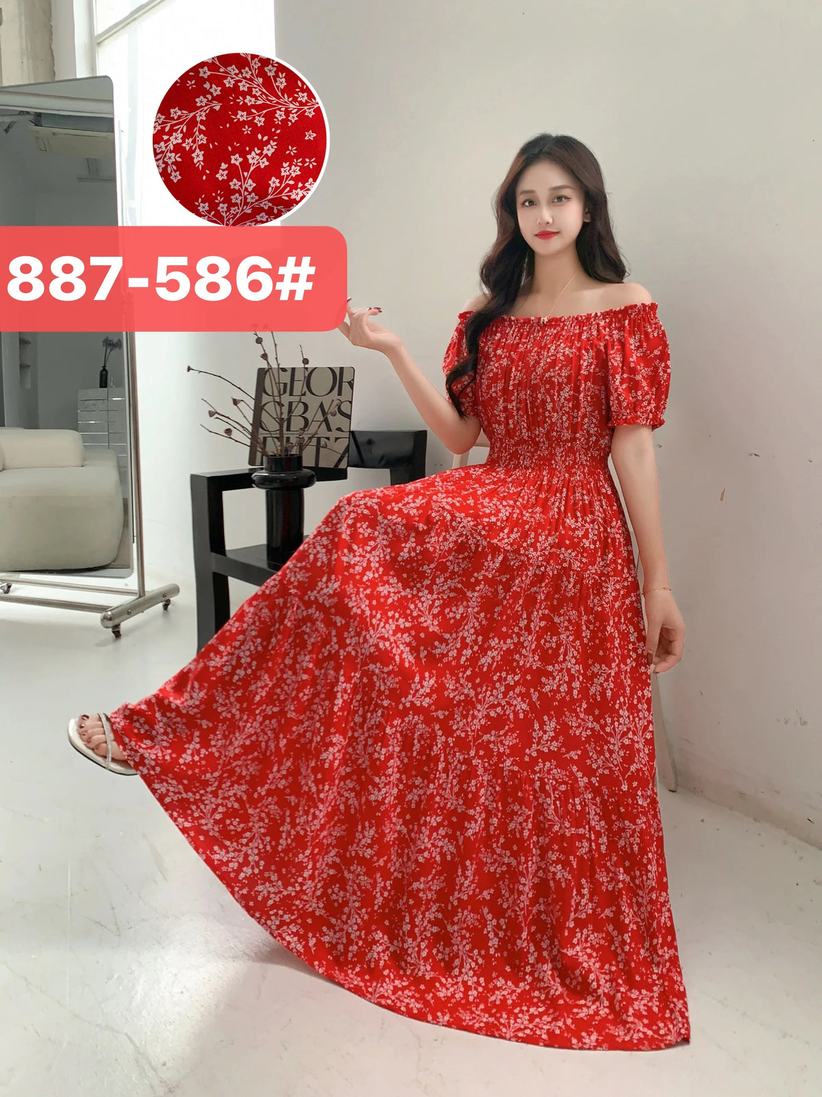 Women's Plus Size Bohemian Style Long Summer Dress for Women Floral Cotton Beach Round Neck Indian Clothing Vestido Robe Female