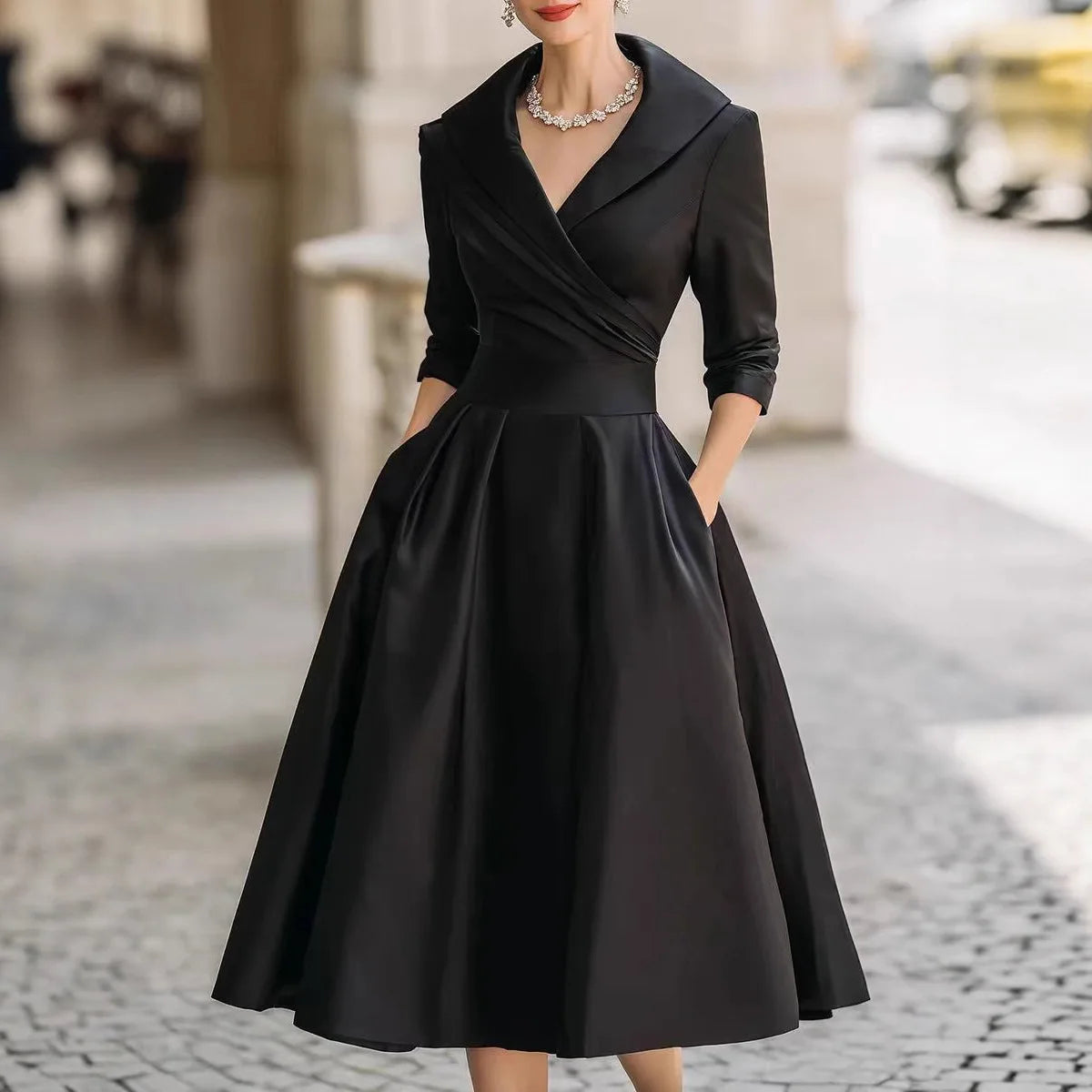 Women's Fashion Dress New Style V-neck Waist-hugging Makes You Look Slim And Elegant Long Sleeves Maxi Prom Dresses For Women