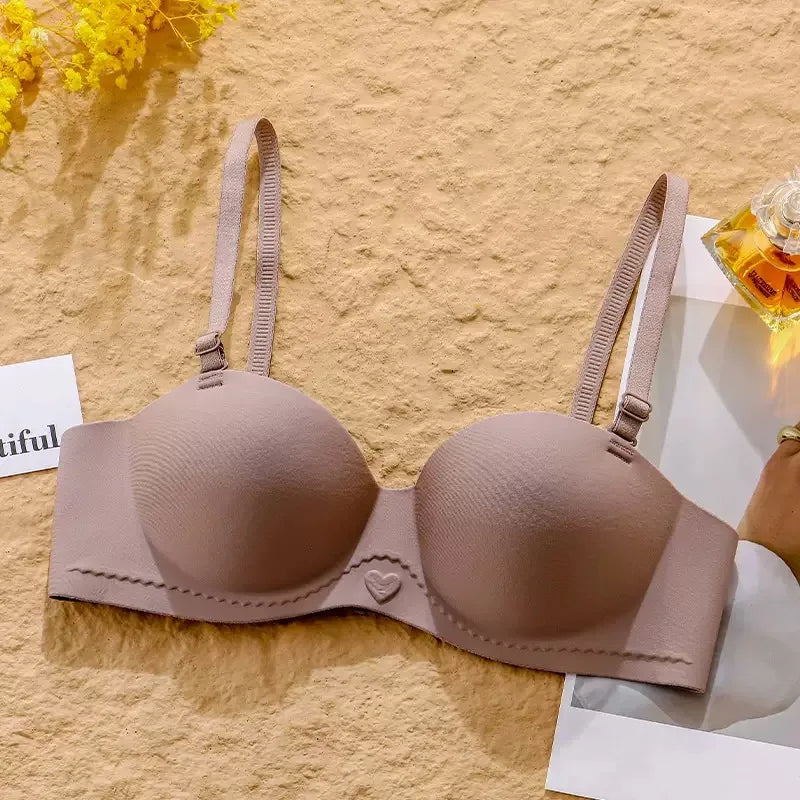Women's Gathered Underwear Small Breasts Support No Steel Rings No Shoulder Straps Comfortable Bra for Large Breasts