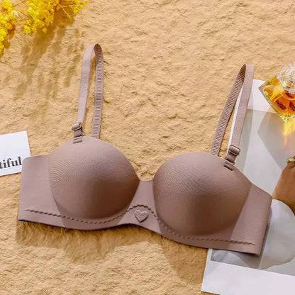 Women's Gathered Underwear Small Breasts Support No Steel Rings No Shoulder Straps Comfortable Bra for Large Breasts
