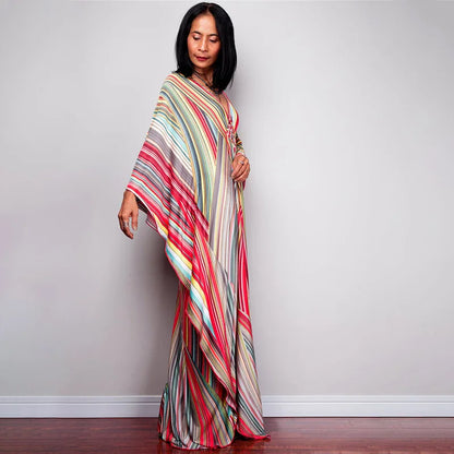 Plus Size Dresses Womens Caftan Floral Print Kaftan Dress Short Sleeve Swimsuit Cover up Loungewear for Summer