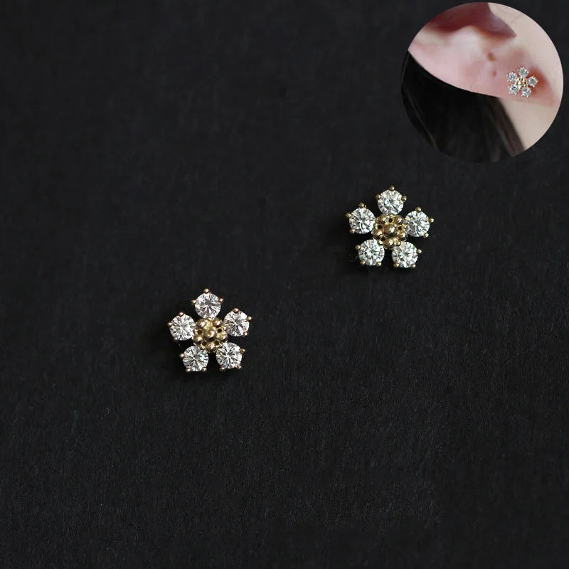 Cute Star Beads Tassel Stud Earrings Women Gold Plated Small Fresh Jewelry Zircon Earrings