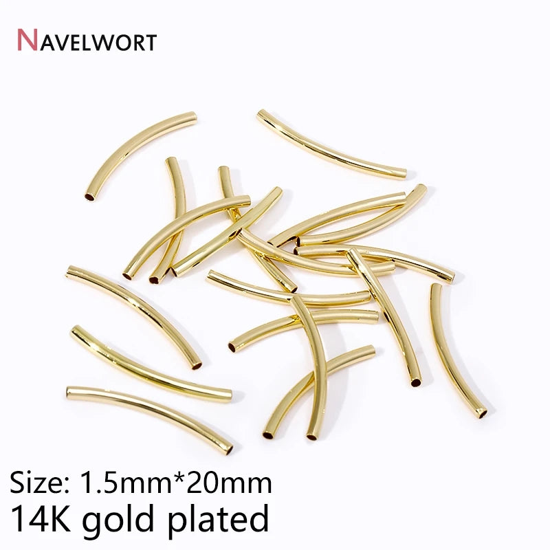 Tubes For Jewelry 18K Gold Plated Curved Tube Beads For Bracelet Necklace Making Supplies,Tube Beads Connector,Jewelry Materials