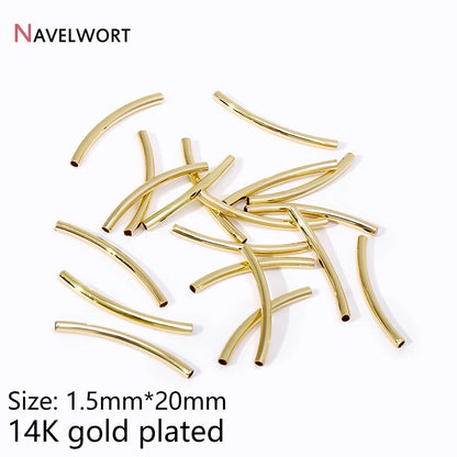 Tubes For Jewelry 18K Gold Plated Curved Tube Beads For Bracelet Necklace Making Supplies,Tube Beads Connector,Jewelry Materials