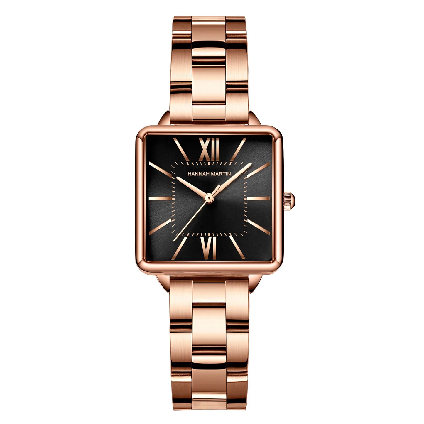 Japan Quartz Movement Green Dial Roman Square Watches Case Stanless Steel Fashion Wristwatch Ladies Rose Gold Watches For Women