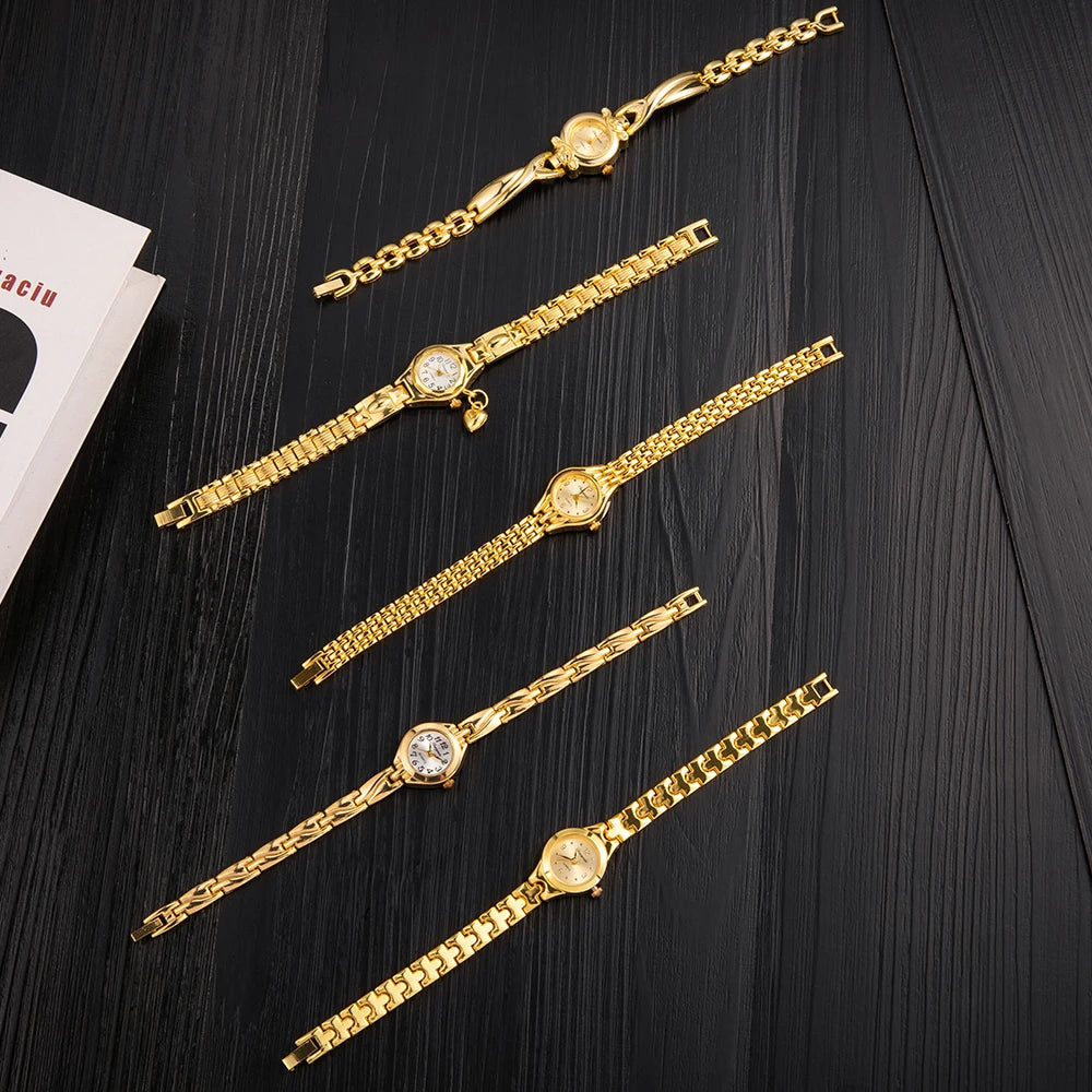 Fashion Thin Gold Watches for Women Exquisite Luxury Ladies Quartz Bracelet Wristwatches Vintage Female Clock Gift Montre Femme