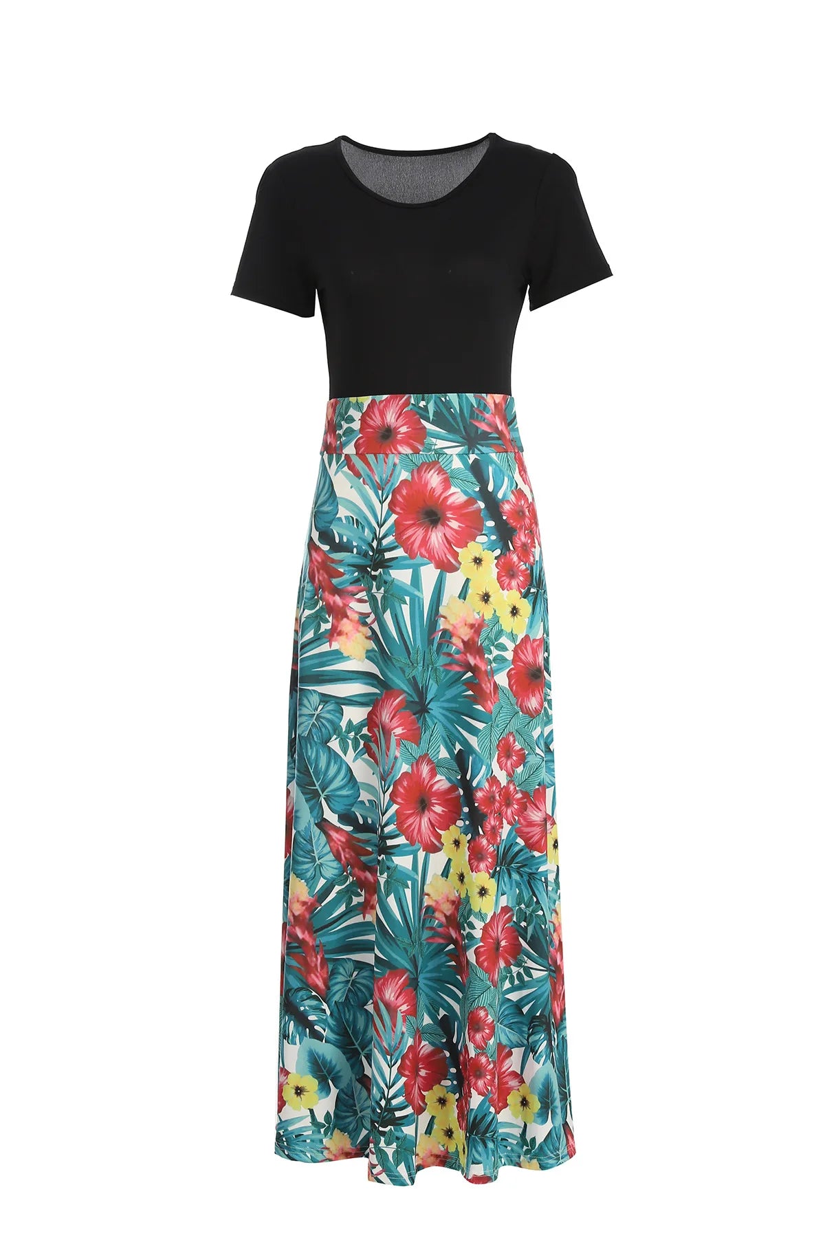 plus Size Floral Print Elegant Mid-Rise Stretchy Dress Women's Casual Comfortable Fit Dress