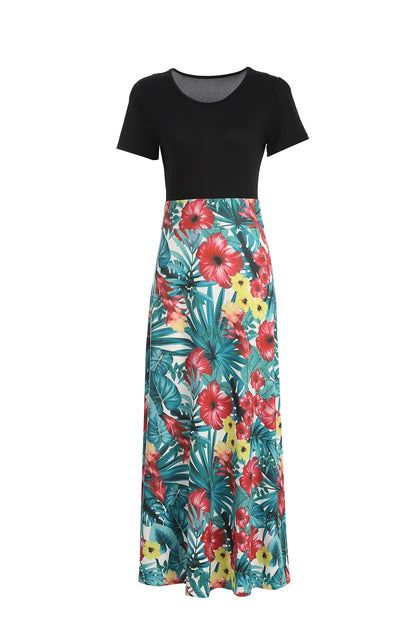 plus Size Floral Print Elegant Mid-Rise Stretchy Dress Women's Casual Comfortable Fit Dress