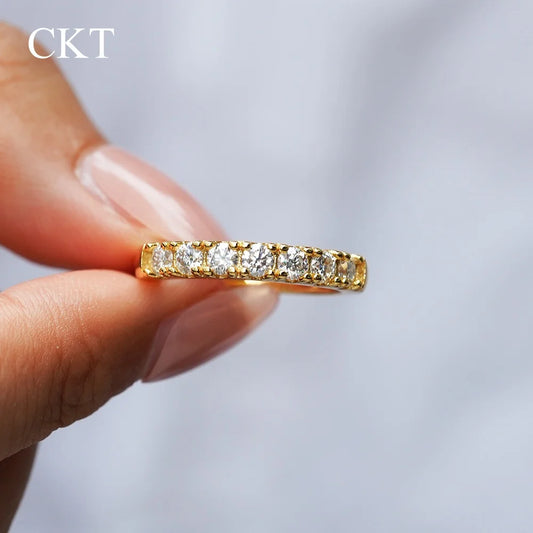CKT 18k Gold Ring for Women Ins Niche Design Frigid Style Gold 0.7ct Diamond Moissanite Rings Wedding Fine Jewelry
