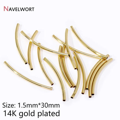 Tubes For Jewelry 18K Gold Plated Curved Tube Beads For Bracelet Necklace Making Supplies,Tube Beads Connector,Jewelry Materials