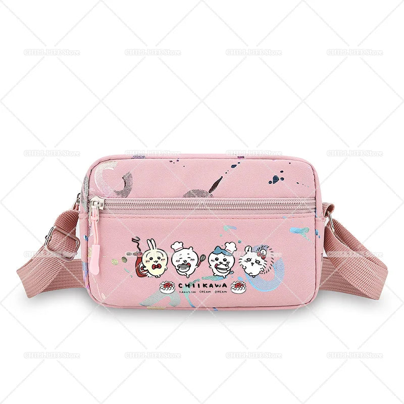 Cute Chiikawas Women Shoulder Waist Bag Kawaii Hachiware Usagi Fanny Pack Female Crossbody Bum Bag Canvas Chest Pack Phone Pouch