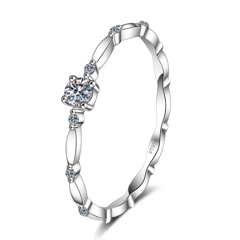 18K White Gold Rings for Women Millennium Reincarnation Set 0.1 Carat Moissanite Ring Sparkling Diamond Ring Wedding Jewelry