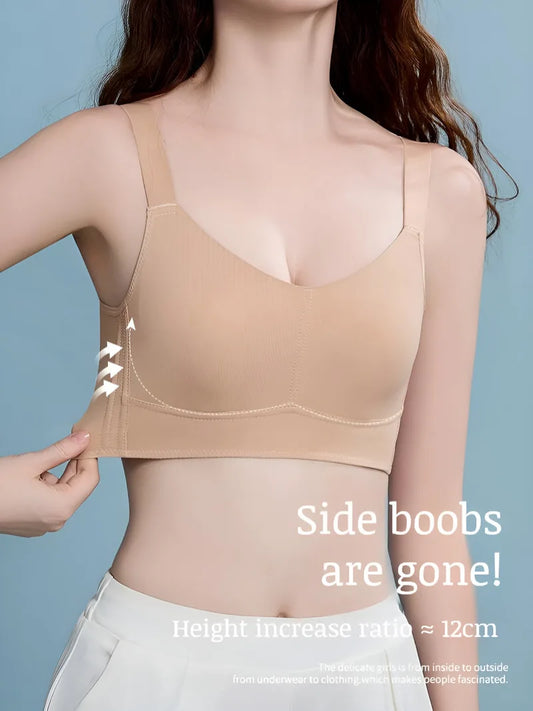 Brelira Bras For Women Full Coverage Minimizer Bra Anti-Sagging Side Smoothing Wireless Seamless Support Wide Band