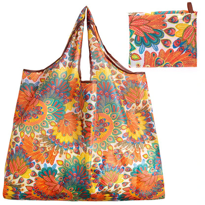 BIG Eco-Friendly Folding Shopping Bag Reusable Portable Shoulder Handbag for Travel Grocery Fashion Pocket Tote