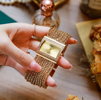 Luxury Fashion Gold watches for women Large Dial Delicate Bracelet Quartz womens watch Water Resistant reloj mujer