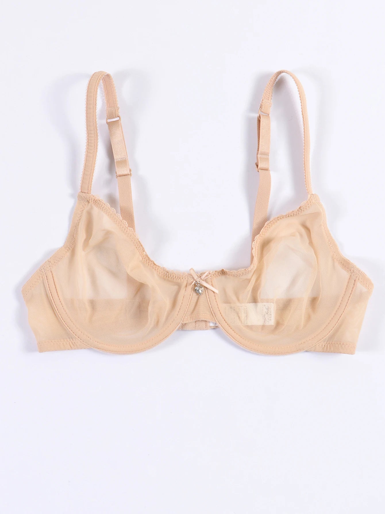 Varsbaby Sexy Bow Ultra-Thin Yarn Underwear Breathable Plus Size Bra Belt Thong Stocking For Women