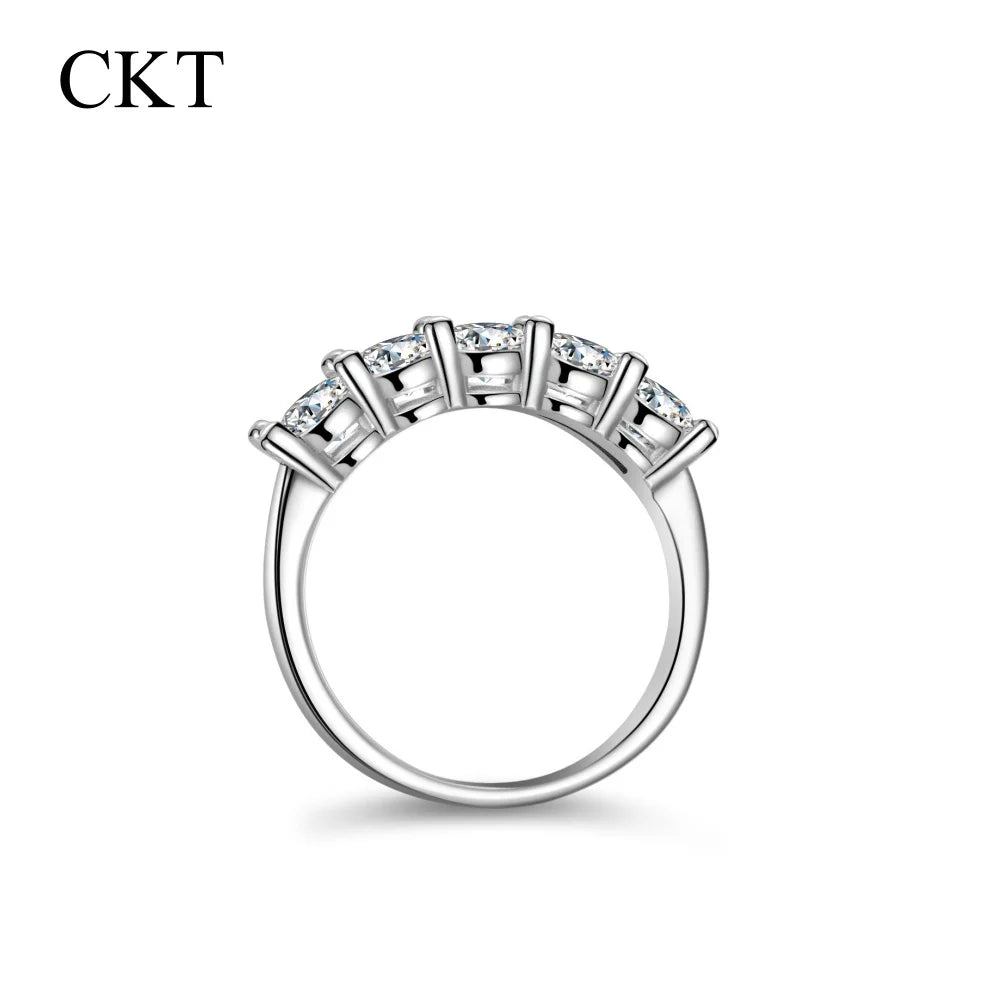 CKT 18k White Gold Diamond Moisanite Ring Women's Platinum Pt950 Rings Five-Star Princess Ring Crown Ring Wedding Bands Jewelry