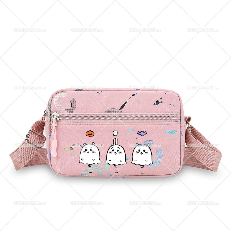 Cute Chiikawas Women Shoulder Waist Bag Kawaii Hachiware Usagi Fanny Pack Female Crossbody Bum Bag Canvas Chest Pack Phone Pouch