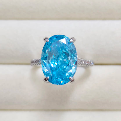 925 Sterling Silver Luxury Atmospheric Sparkle Pigeon Egg Zircon Ladies Ring Rose Gold Jewelry