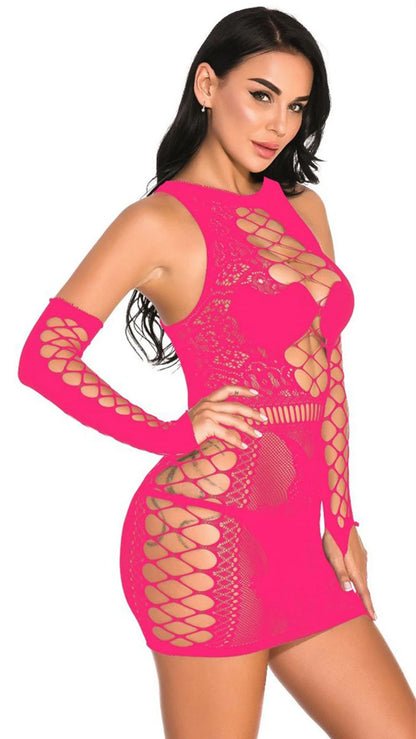 Fat Plus Size Dress Lady Lingerie Erotic Open Cup Crotchless Halter Costumes Sleeve Fishnet Backless Buttock Sexy Women Games