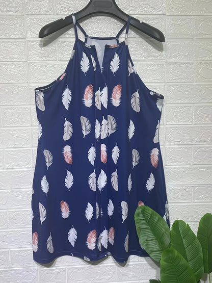 5XL Plus Size 2025 New Summer Sexy Dress Women Feather Print Backless Casual Loose Vacation Beach Short Dresses Female Sundress