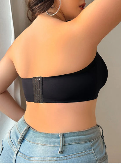 Plus Size Strapless Bandeau Bra - Wireless Support Extended Coverage