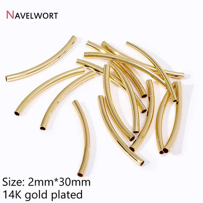 Tubes For Jewelry 18K Gold Plated Curved Tube Beads For Bracelet Necklace Making Supplies,Tube Beads Connector,Jewelry Materials