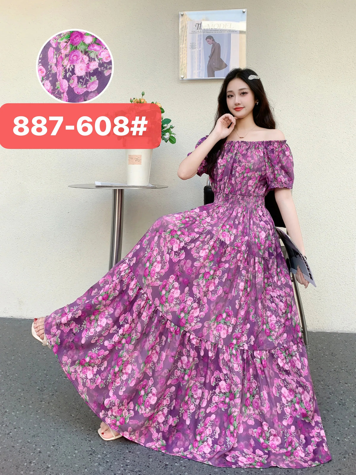 Women's Plus Size Bohemian Style Long Summer Dress for Women Floral Cotton Beach Round Neck Indian Clothing Vestido Robe Female