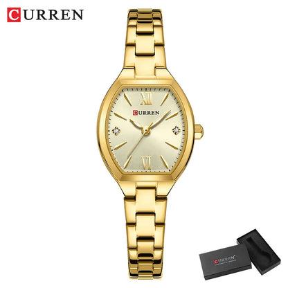 CURREN Gold Watches for Women Dainty Watches Luxury Ladies Dress Stainless Steel Bracelet Watch Analog Quartz Waterproof Watch