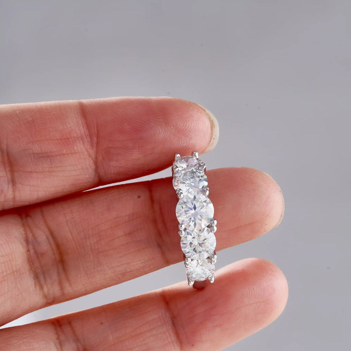 5 Stones 3.6CT All Moissanite Rings for Women 18k Plated 925 Sterling Sliver Wedding Band Sparkling Diamonds Fine Jewelry GRA