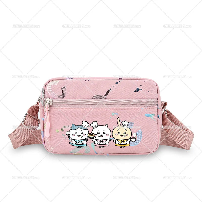 Cute Chiikawas Women Shoulder Waist Bag Kawaii Hachiware Usagi Fanny Pack Female Crossbody Bum Bag Canvas Chest Pack Phone Pouch