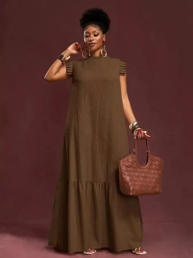Plus Size Women's Elegant Skirt Dress Casual Work European American Style with Pleated Texture And Large Swing Hemline